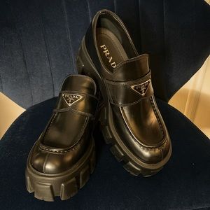 prada monolith leather loafers